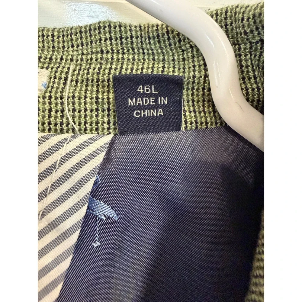 Tailorbyrd Collection Mens 46L Green Micro Check Blazer Sport Coat Preppy READ